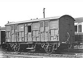 Ex-GWR Special Cattle Van No 986 designed for use in passenger train traffic and seen in Tyseley Carriage Sidings on 27th April 1948