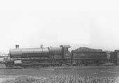 GWR 2-8-0 No 2814, a class 28xx locomotive, is seen standing on the roads outside the shed fully coaled and prepared for the next day's workings