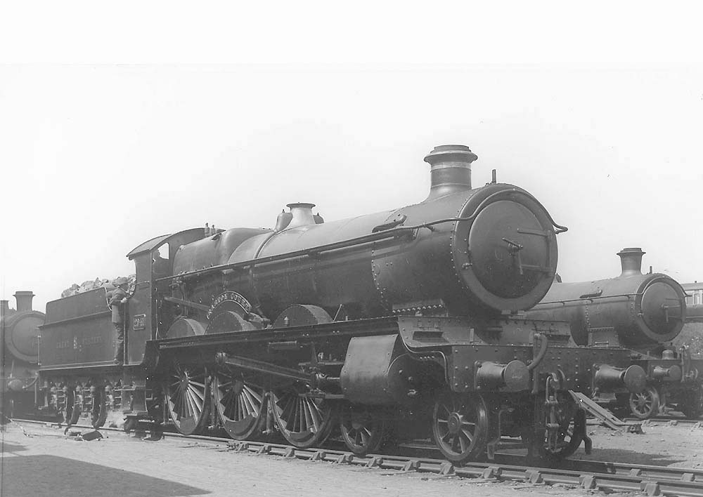 GWR 4-6-0 Saint Class No 2941 'Easton Court' is seen on a sunny Sunday standing on one of Tyseley shed's stabling roads