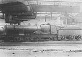 GWR 4-4-0 Bulldog class No 3417 'Lord Mildmay of Flete' is seen standing around one of Tyseley' turntables inside the shed on 21st June 1931