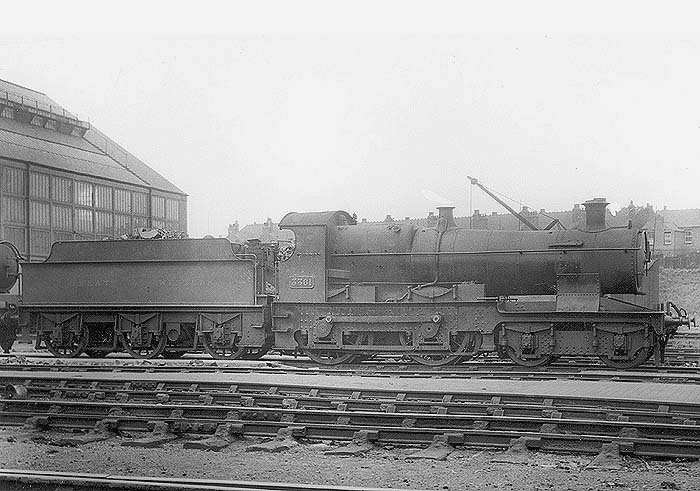 GWR 4-4-0 No 3361, a Bulldog class outside-framed locomotive formerly named 'Edward VII', is seen standing outside Tyseley's Repair Shops