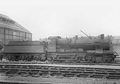 GWR 4-4-0 No 3361, a Bulldog class outside-framed locomotive formerly named 'Edward VII', stands outside Tyseley's Repair Shops