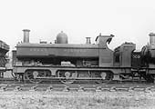 GWR 0-6-0PT No 1824, a half-cab class 1813 design, is seen standing in line with other locomotives circa 1933