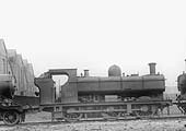 GWR 0-6-0PT No 6747, a 67xx class locomotive complete with full cab, is seen standing in line with other locomotives at Tyseley