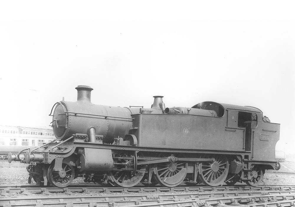 GWR 2-6-2T No 5108, a class 5101 'Large Prairie' locomotive, is seen simmering in the sun on one of Tyseley's stabling roads