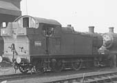 Ex-GWR 56xx class 0-6-2T No 5606 stands 'cold' in front of Tyseley shed on a Sunday in the early 1960s