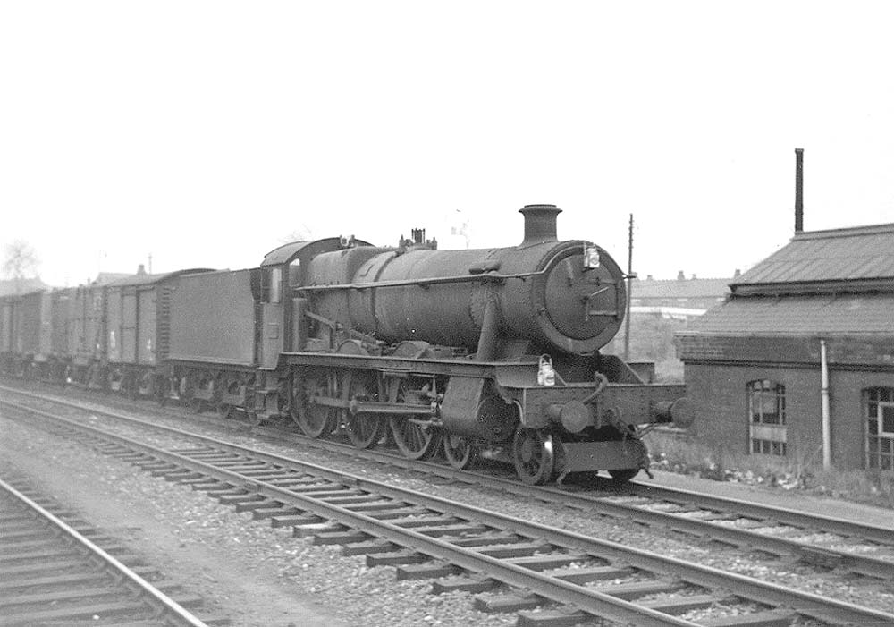 Ex-GWR 4-6-0 Modified Hall class No 6974 'Bryngwyn Hall' is seen passing Tyseley on the 5:55 am Old Oak Common to Bordesley freight service