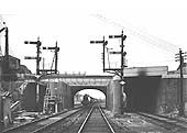 Looking towards Tyseley station as an up goods service approaches Stockfield Road bridge during it reconstruction in 1939-40