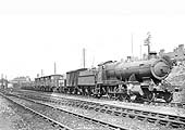 GWR 2-8-0 28xx Class No 2800 is seen leaving Tyseley station at the head of an up goods train