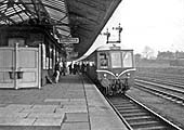 A British Railways built 'Derby Heavyweight' DMU arrives at Tyseley with a Henley-in-Arden to Moor Street service