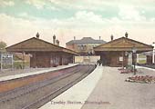 An Edwardian view of Tyseley station looking towards Leamington with the main platform on the left and relief platforms on the right