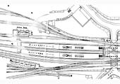 Plan of Tyseley Station prior to 1923, showing the two island 500 feet long platforms, half of which were covered by canopies