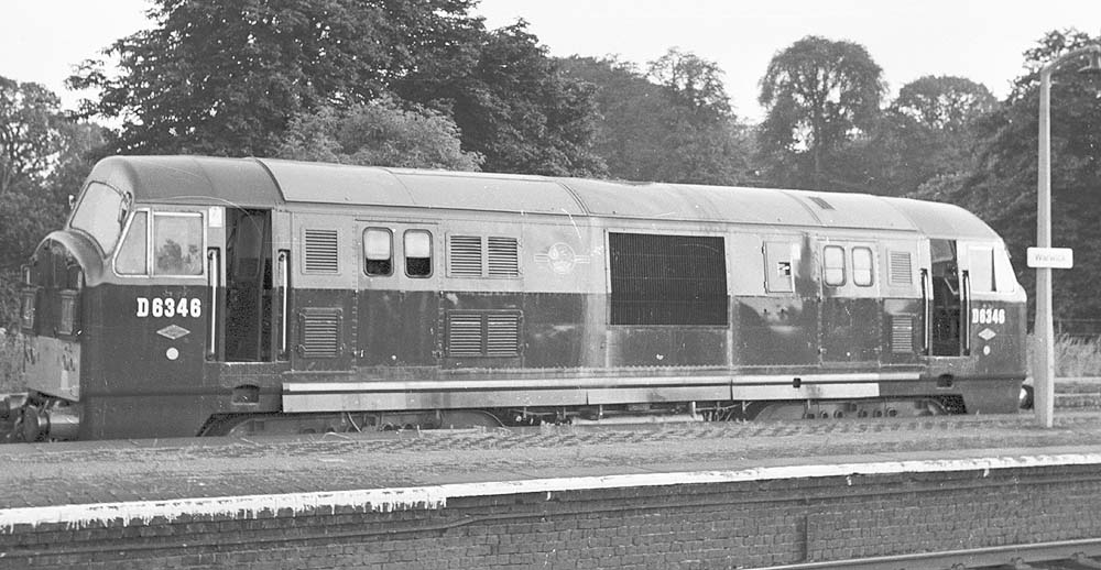 British Railways Type 2 Bo-Bo D6348 is seen waiting in the bay whilst on Hatton banker duties in July 1966