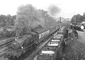 Ex-GWR 2-6-2T Large Prairie No 5156 is seen at the head of a four-coach passenger service to Snow Hill as it passes Cape Yard