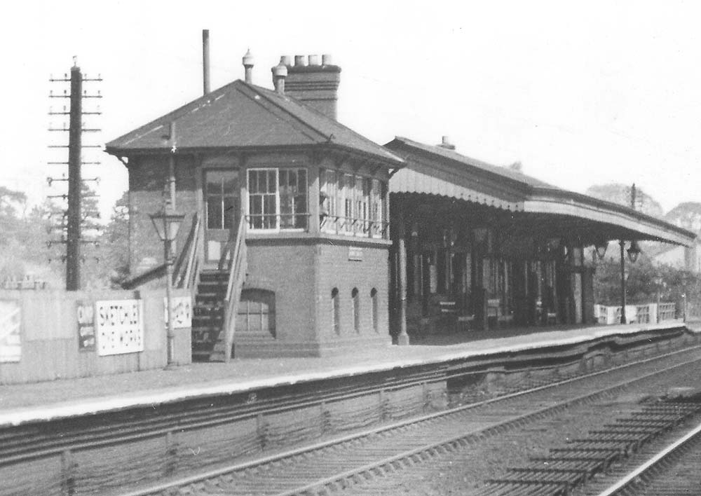 Close up showing the 52-lever frame signal box located on the down platform which had replaced two signal boxes in 1909