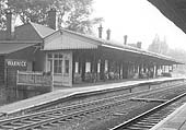 Looking from the up platform towards the down platform with the headshunt of the landing dock on the left