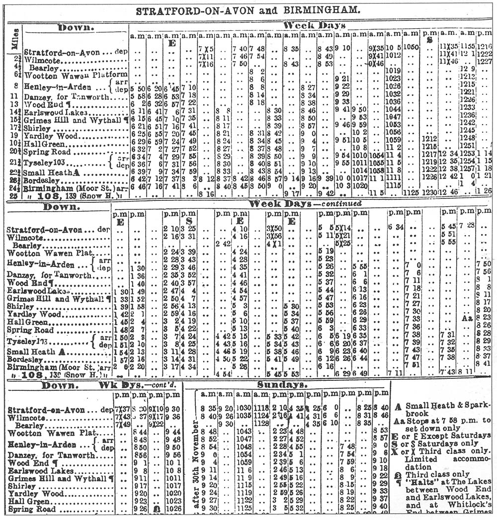 The last GWR timetable produced for the North Warwickshire Line being dated November 1947