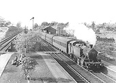Ex-GWR 2-6-2T Large Prairie No 5156 is seen bringing a Snow Hill to Leamington Spa local passenger service in to the slow up platform