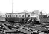 View of the experimental Michelin Rail Car being trialled on the GWR as it passes through Widney Manor station