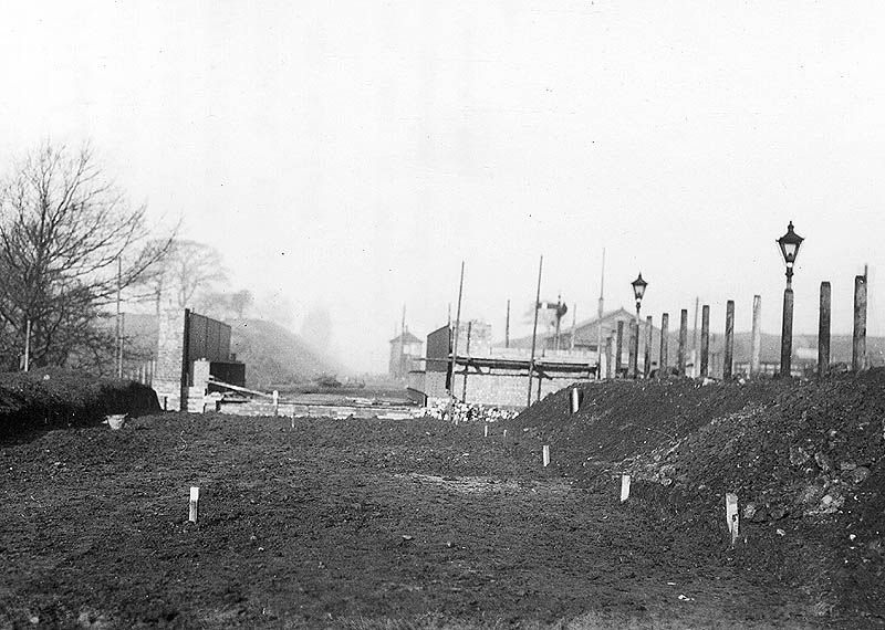 Looking towards Birmingham a view of the construction of the bridge over Widney Lane and work associated with the quadrupling of the line