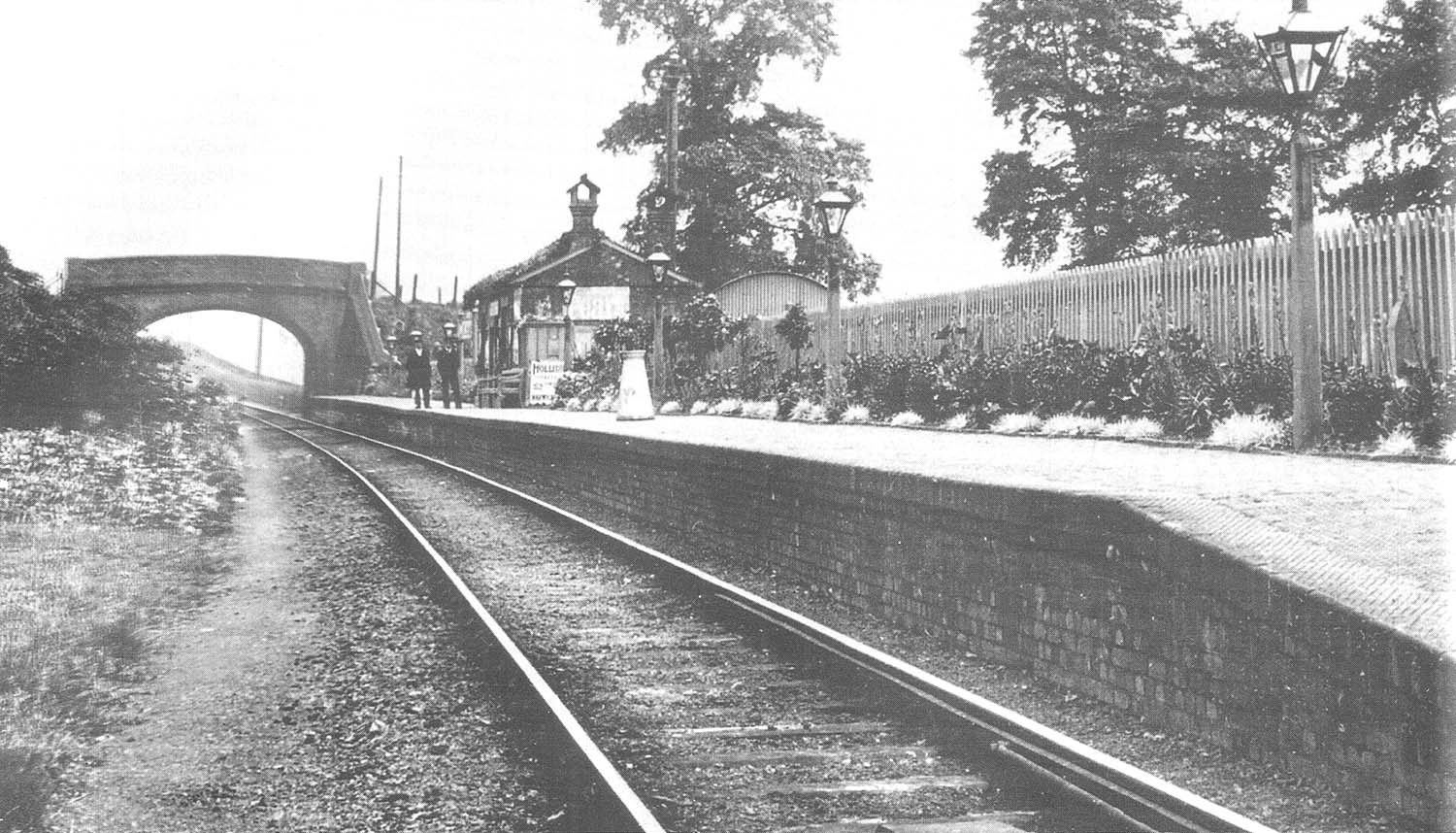 View of the first Wilmcote Station looking south towards Featherbed Lane bridge and Stratford circa 1903