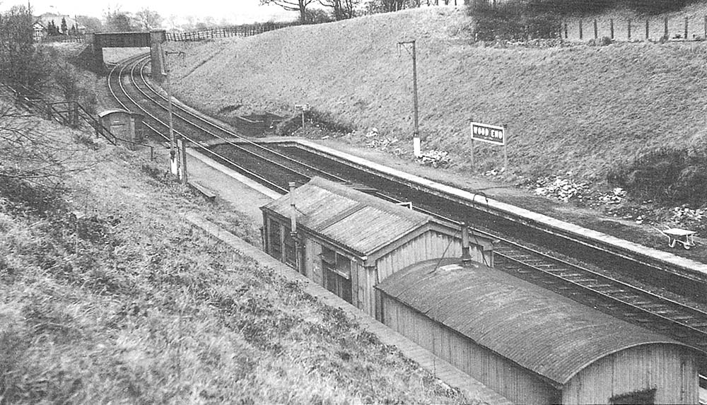View looking towards Birmingham and Wood End Lane road bridge with the up platform passenger and parcel buildings in the foreground