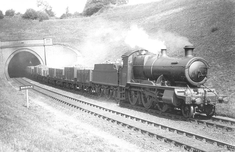 GWR 2-6-0 43xx Class No 4310 2-6-0 Wood End tunnel is seen at the head of a down goods to the West of England