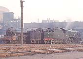 lose up of an unidentified ex-LMS 4-6-0 Patriot Class locomotive and an ex-LMS 4-6-0 'Black Five locomotive