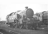 Ex-LMS 2-6-4T 4P No 42538 stands alongside LMS 2-6-0 6P5F No 2960 at Aston shed in early British Railways days
