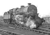 Ex-LMS 2-6-0 Class 6P5F No 42707 is seen fully coaled and watered coming off Aston Shed on 25th March 1964