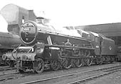 Ex-LMS 4-6-0 5XP No 45595 'Southern Rhodesia' carries a 5A shed plate at Aston shed on 29th July 1962