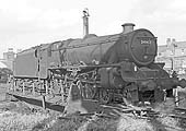 Ex-LMS 4-6-0 Stanier 'Black Five' No 45052 is being turned on Aston's 60 foot turntable on 27th October 1961