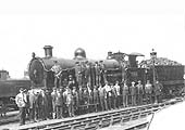 Shed staff pose with ex-LNWR George the Fifth 4-4-0 No 2025 'Sir Thomas Brooke' in the 1930s