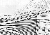 Plan showing the location of Banbury Street Ticket Platform adjacent to Curzon Street Goods Station