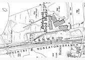 A 1902 OS Map of Bedworth Station, Goods Yard, Shed and new siding in the yard and to Bedworth Brick Works