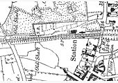 An 1886 Ordnance Survey Map showing Bedworth Station, its Goods Yard and Shed in its original layout
