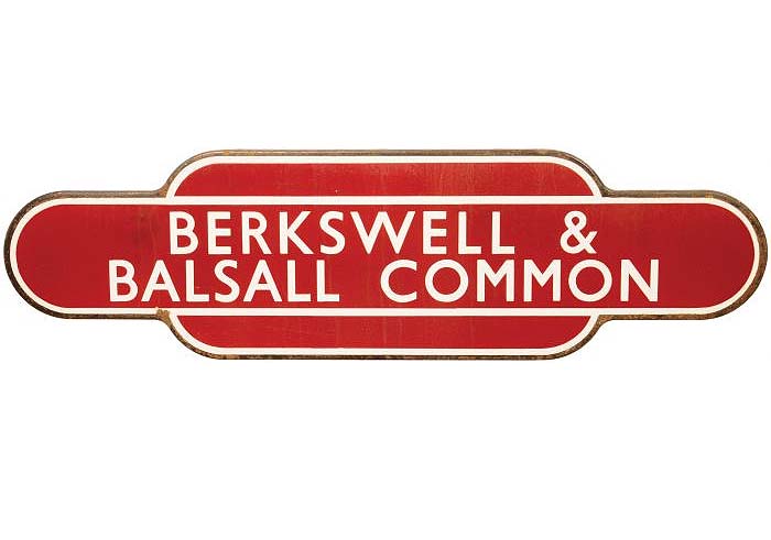 Photograph of a British Railways Berkswell & Balsall Common station totem purchased by the Berkswell & District History Group