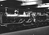 Midland Railway Class 1 2-4-0 No 158A, a double-framed locomotive, is seen being exhibited at the station  on 2nd June 1954