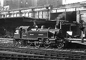 British Railways built Ivatt 2MT 2-6-2T No 41214 is seen standing light engine at Platform 1 on pilot duties on 25th September 1948