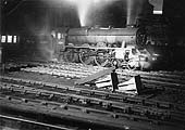 Ex-LMS 5XP 4-6-0 Rebuilt Patriot class No 45540 'Sir Robert Turnball' passes under Hill Street bridge with a Wolverhampton express