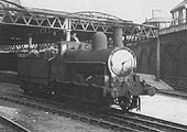 Ex-LNWR 2F 0-6-0 'Cauliflower' No 28619 is seen standing in Fish Dock sidings which were located adjacent to Hill Street on 21st May 1948