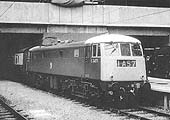 British Railways Bo-Bo Class 85 No E3071 is seen at the rebuilt New Street station with an afternoon departure for Euston on 20th May 1967