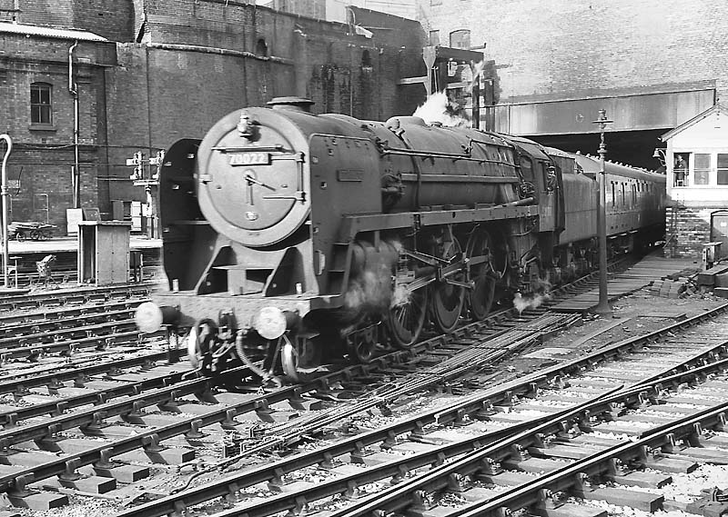 British Railways Standard Class 7MT 4-6-2 No 70022 'Tornado' arrives in New Street on a Type 2 local passenger working on 20th June 1963