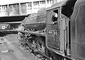 Another view of ex-LMS 5MT 4-6-0 No 44766 waiting to depart on a down express service on 14th September 1963