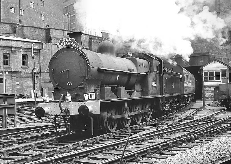 Ex-LNWR G2A 0-8-0 No 49361 heads a SLS Special past New Street No 1 Signal Cabin on 22nd June 1963