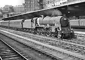 Ex-LMS 6P Rebuilt Patriot Class 4-6-0 No 45512 'Bunsen' arrives at platform 3 on an up express on 20th July 1963