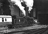 Ex-LMS 5MT 4-6-0 No 45299 is seen disappearing into Worcester Street tunnel at the head of empty coaching stock off a Manchester to Birmingham express