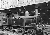 Ex-LNWR 2F 0-6-2T 'Coal Tank' No 58900 is seen standing on the up middle road between Platforms 3 and 4 whilst engaged on station pilot duties