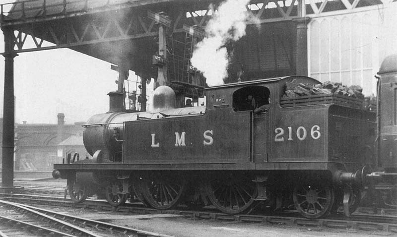 Ex-LTSR 2P 4-4-2T No 2106 is standing in Bay 6 at the West end of New Street station at the head of the 5 20pm New Street to Redditch local passenger service