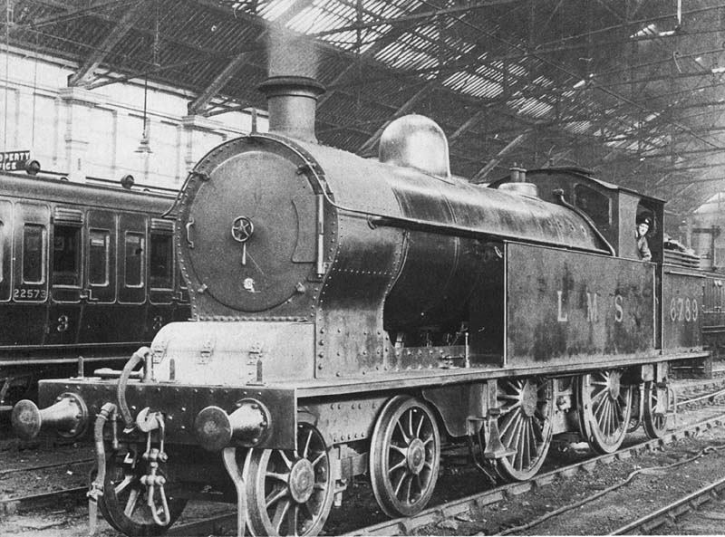 Ex-LNWR 4-4-2T Precursor Tank No 6789 bearing a No 10 shed plate is seen standing on the middle road between Platforms One and Two